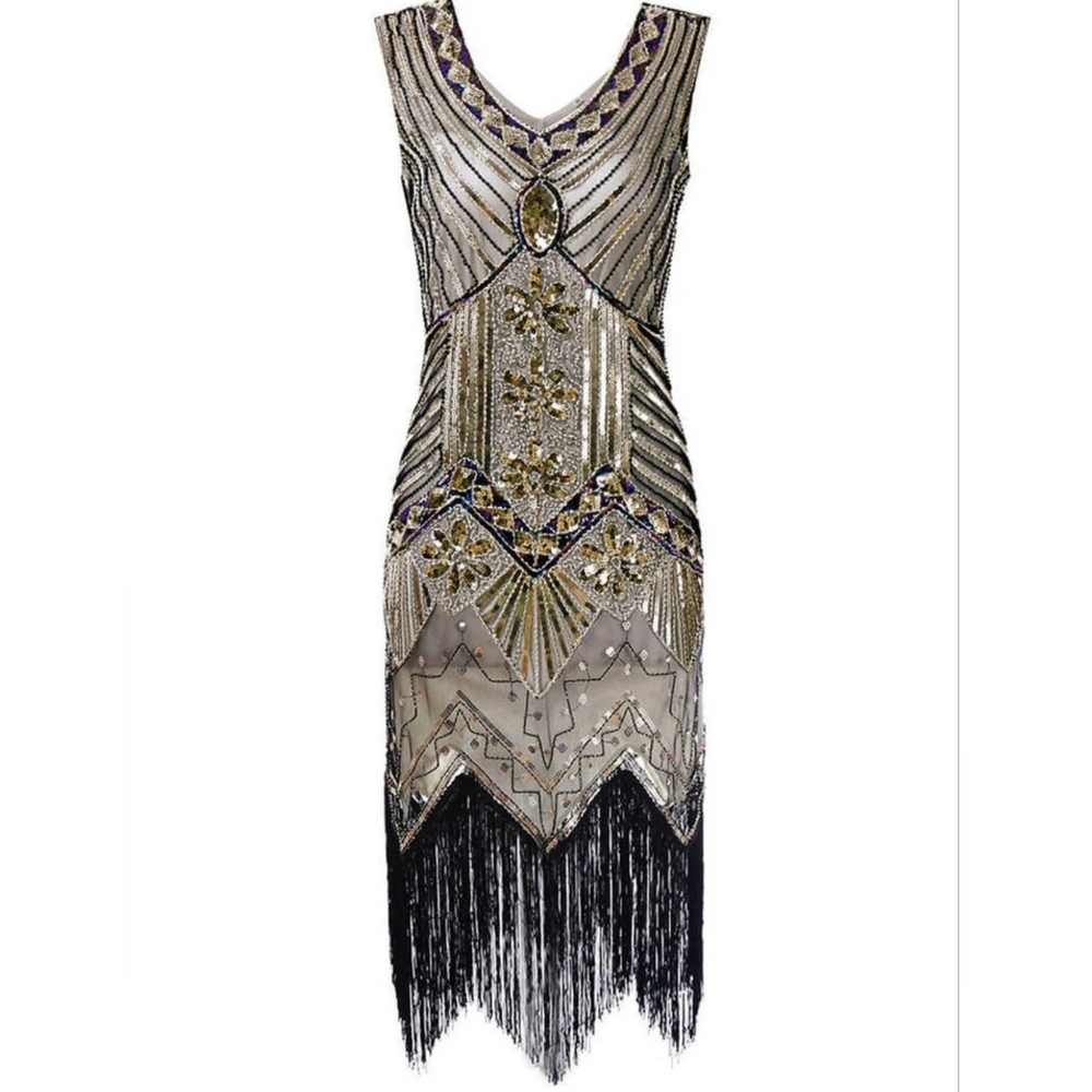 Unbranded 1920s Style Sequined and Fringed Flapper Dress Size XXL